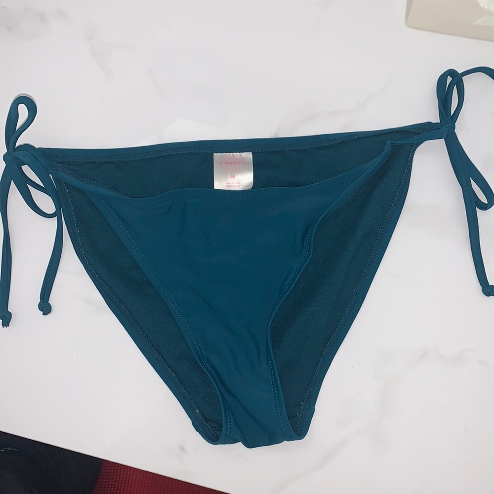 Teal tie waist bikini bottoms